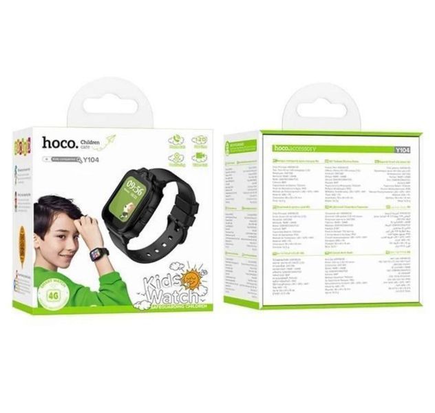 Дитячий смарт-годинник HOCO Y104 4G GPS з SIM-картою, відеодзвінок, SOS, IP65, прослуховування &mdash; Чорний 100700 фото