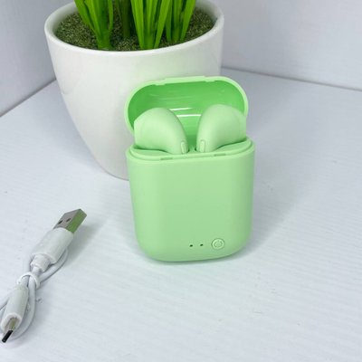 Беспроводные наушники с микрофоном в кейсе inPods Macaron Soft Touch Зеленые 100225 фото