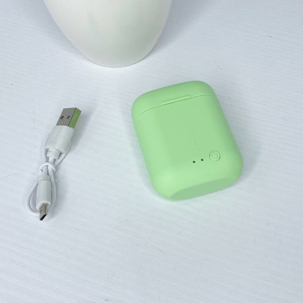 Бездротові навушники з мікрофоном в кейсі inPods Macaron Soft Touch Зелені 100225 фото