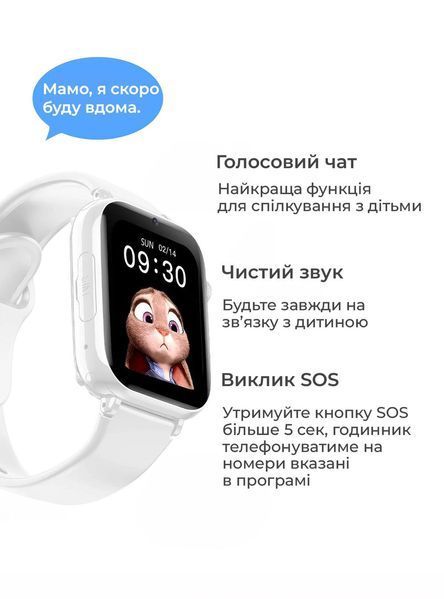Дитячий смарт-годинник LT 38 з сім картою, сенсорний екран, 4G, відеодзвінок, SOS, GPS, водонепроникний, Білий 100655 фото
