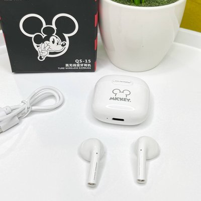Дитячі бездротові оригінальні навушники Disney Mickey QS 15 Білі 100336 фото