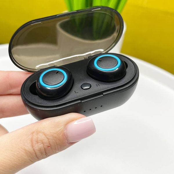 Бездротові вакуумні навушники з синім TWS Bluetooth з зарядним кейсом  100224 фото