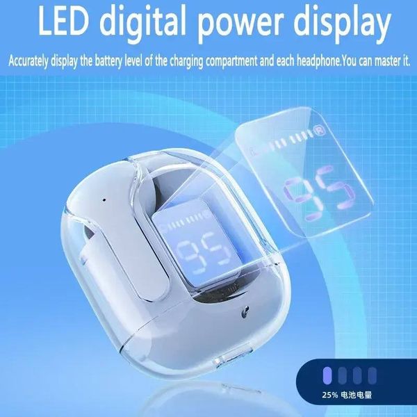 Беспроводные вакуумные Bluetooth наушники TWS T2 LED Ultra Pods Белые 100431 фото