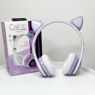 Беспроводные наушники с кошачьими ушками CAT EAR Headphones VZV-23M Bluetooth Фиолетовые 100291 фото