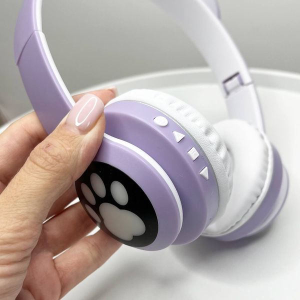 Беспроводные наушники с кошачьими ушками CAT EAR Headphones VZV-23M Bluetooth Фиолетовые 100291 фото