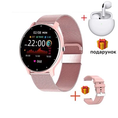 Смарт часы Lige Smart Watch для Android и iOS с функцией разговора Розовые 100436 фото