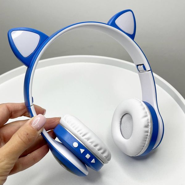 Бездротові навушники з котячими вушками CAT EAR Headphones VZV-23M Bluetooth Сині 100292 фото