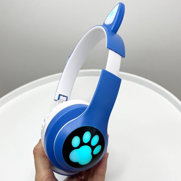 Беспроводные наушники с кошачьими ушками CAT EAR Headphones VZV-23M Bluetooth Синие 100292 фото