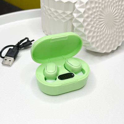 Бездротові вакуумні навушники TWS Bluetooth з LED дисплеєм Зелені 100388 фото