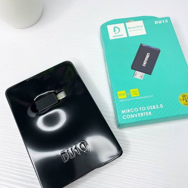 Перехідник для синхронізації даних micro USB to USB DENMEN DU15 Чорний 100088 фото