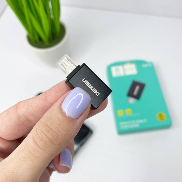 Переходник для синхронизации данных micro USB to USB DENMEN DU15 Черный 100088 фото