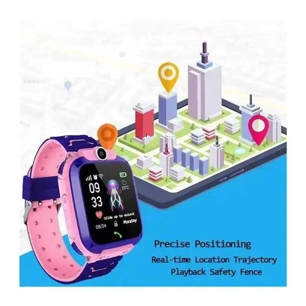 Дитячий смарт годинник smart baby watch GPS з сім картою, Рожевий 100438 фото