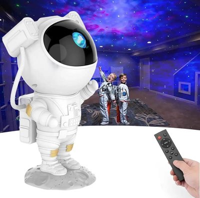 Нічник проектор зоряного неба Великий Космонавт – лазерний світильник проектор астронавт з пультом та таймером 100354 фото