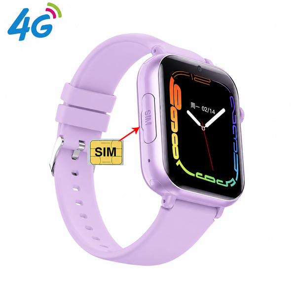 Дитячий смарт-годинник HW13 4G &mdash; SIM-карта, GPS, прослуховування, відеодзвінки, SOS, сенсорний екран, захист від води &mdash; Фіолетовий 100738 фото