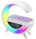 Багатофункціональна лампа нічник з годинником BT-3401 RGB Rainbow Light з бездротовою зарядкою 15W та Bluetooth колонкою Біла 100355 фото 11