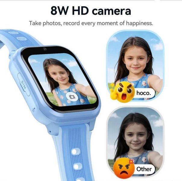 Дитячий смарт-годинник Hoco Y108 4G GPS &mdash;  з відеодзвінками, прослуховуванням, SOS, SIM-картою та захистом від води &mdash; Синій 100754 фото