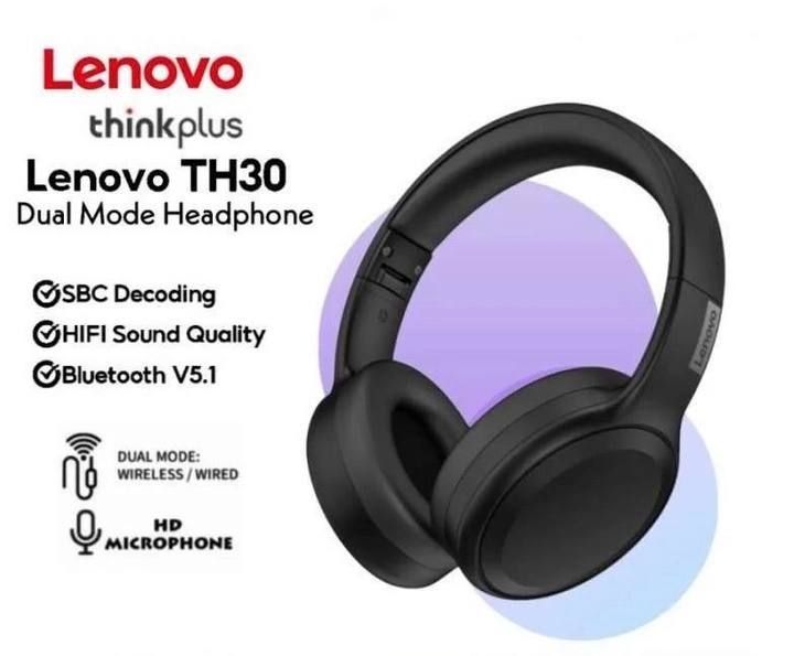 Повнорозмірні оригінальні навушники Lenovo TH30 Black 100413 фото