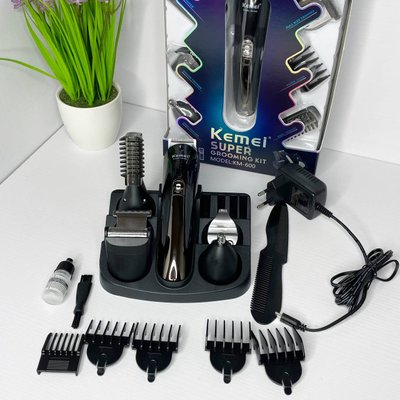 Машинка тример для стрижки волосся KEMEI KM-600 (11 в 1+ Підставка) 100142 фото